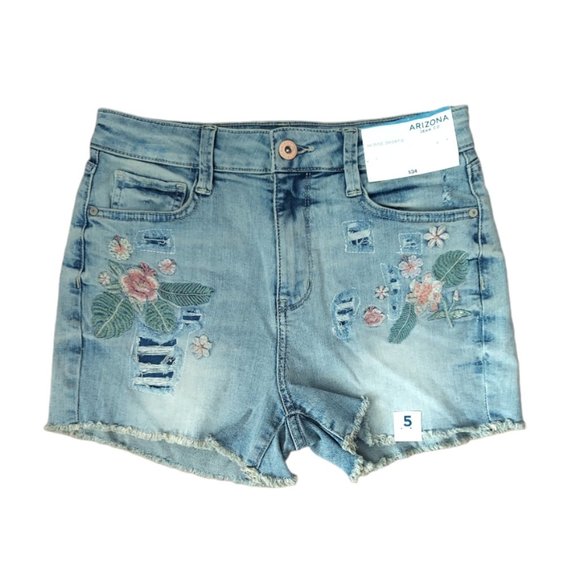 Arizona Jean Company Denim Floral Shorts - Picture 1 of 3